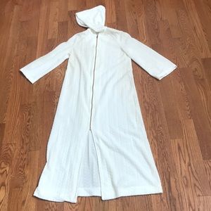 Vintage, Cream, Patterned, Beach Coverup with Hood